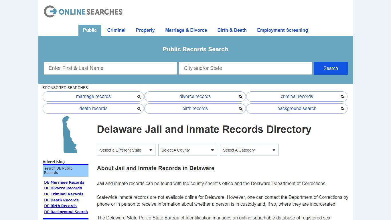 Delaware Jail and Inmate Records Search Directory - OnlineSearches.com